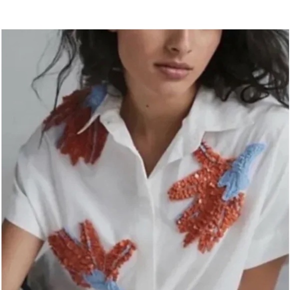 Dhruv Kapoor Anthropologie Floral sequin top Size M - Picture 2 of 8